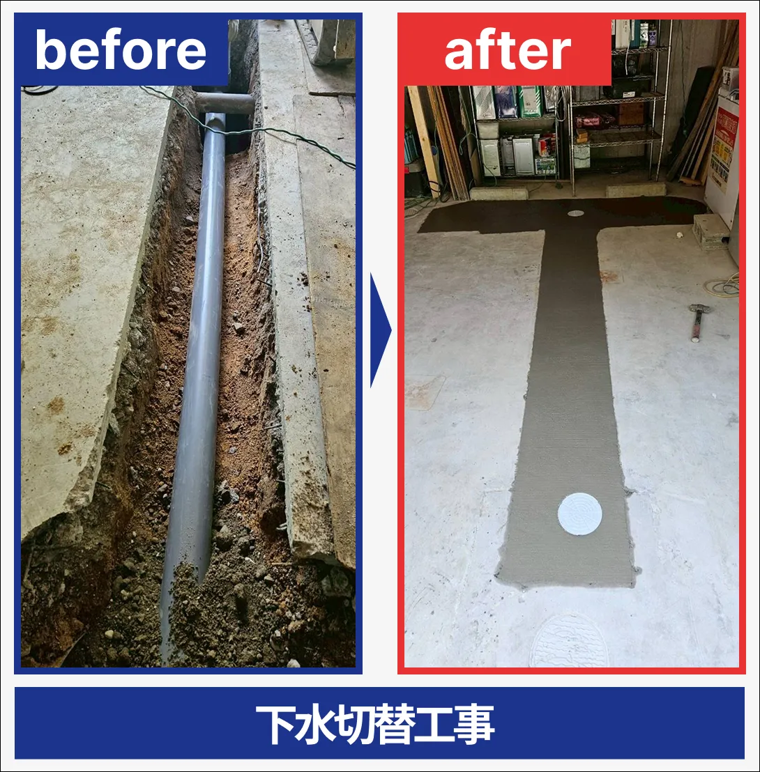 鈴鹿市の下水切替工事